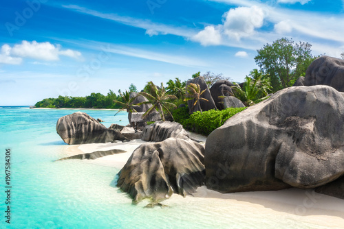 Картината върху платно Anse Source D'Argent - the most beautiful beach of Seychelles