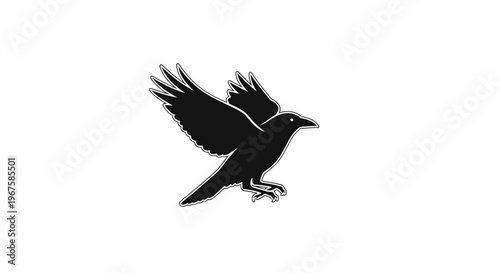 Black bird in flight motion wings 1.