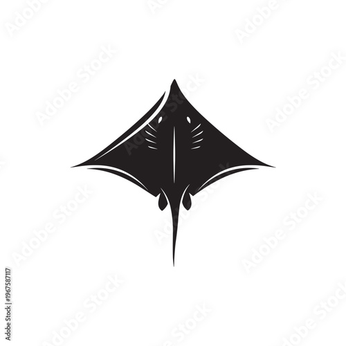 Black Manta Ray Silhouette Graphic Design.