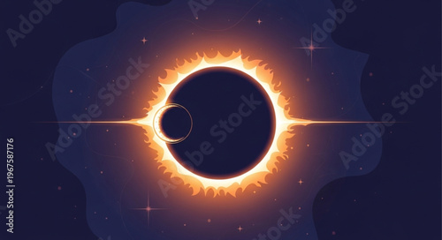Total Solar Eclipse Celestial Event in Outer Space.