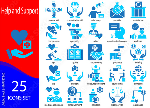 help and support icon sheet glyph color