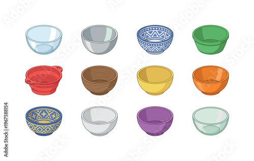 Bowl materials and designs including glass bowl, metal bowl, ceramic bowl, plastic bowl, silicone bowl, wooden bowl, matte finish