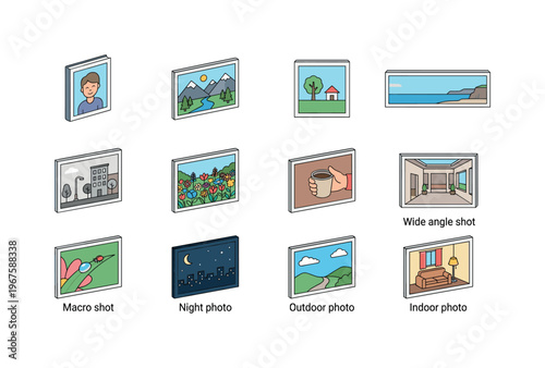 Photography styles and formats including portrait photo, landscape photo, square photo, panoramic photo, black and white photo,