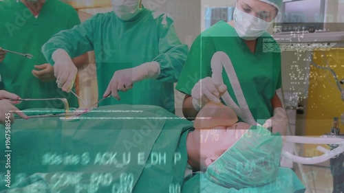 Animation of data processing over surgeons in operating theatre