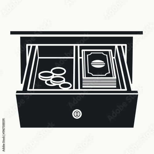 Black safe deposit box storage.