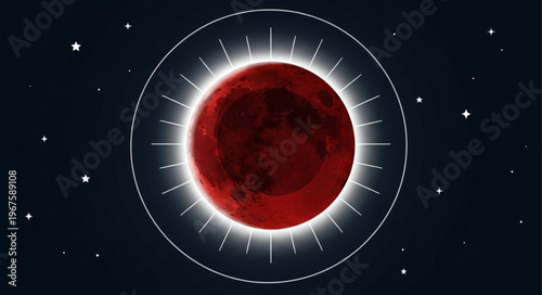 Red moon eclipse in starry night sky celestial event.