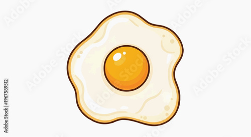 A cartoon illustration of a single fried egg, with a bright yellow yolk and white egg around it. Perfect for breakfast or food-related designs.