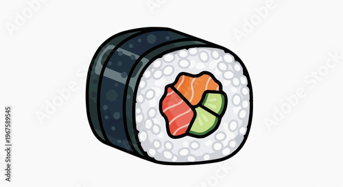 A colorful sushi roll with fresh ingredients, showing healthy eating option 