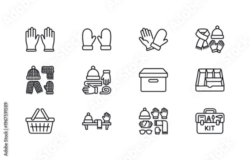 Gloves and mittens set, winter handwear set, cold weather accessories, knitwear accessories set, clothing accessories bundle,