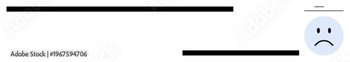 Sadness concept. Depiction of sadness symbolized by a frowning face and minimalist horizontal lines. Sadness conveying emotions and mental states. Useful for mental health, emotion design, psychology