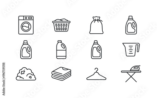 Washing machine, laundry basket, laundry bag, detergent bottle, fabric softener bottle, bleach bottle, stain remover bottle,