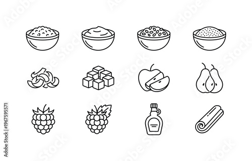 Rolled oats bowl, rice porridge bowl, buckwheat porridge bowl, semolina porridge bowl, millet porridge bowl, quinoa porridge bowl,