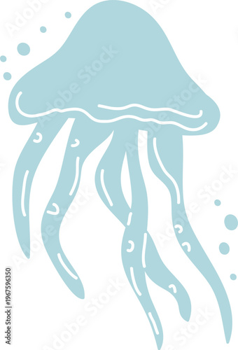 Jellyfish Floating Underwater Silhouette