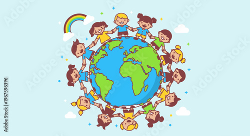 Diverse children around the globe united.
