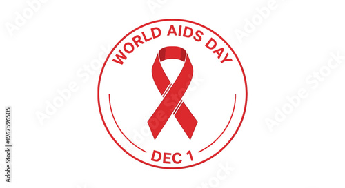 World AIDS Day awareness red ribbon symbol.