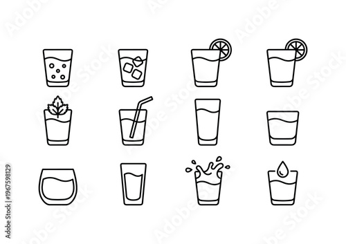 Collection of diverse drink icons in a clean, modern line art style