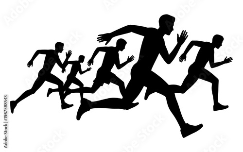 A Silhouette of runners in motion, striving toward the finish line.