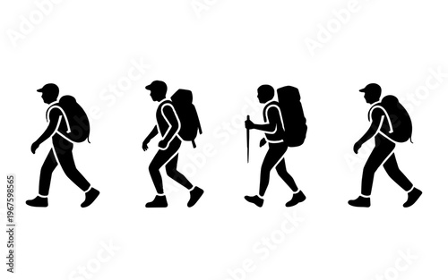 Hiking Silhouette Set: Exploring the Trail.