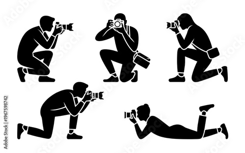 Professional photographers capturing different shots with their cameras.