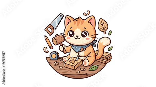 Cute Cartoon Cat Woodworking