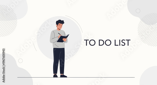 Man Writing To Do List, Planning Tasks, Organization Concept, Business Planning