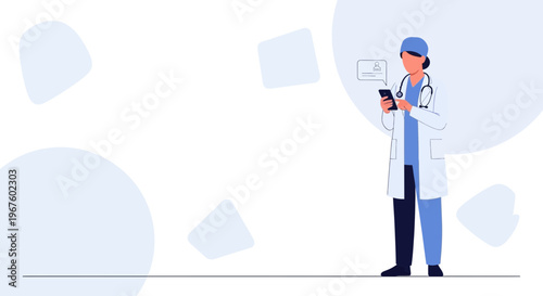 Doctor using smartphone for medical communication and telemedicine