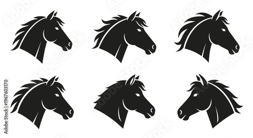 Black Horse Head Silhouette In Profile.