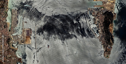 Bay of Gibraltar Satellite View with Ports and Tankers