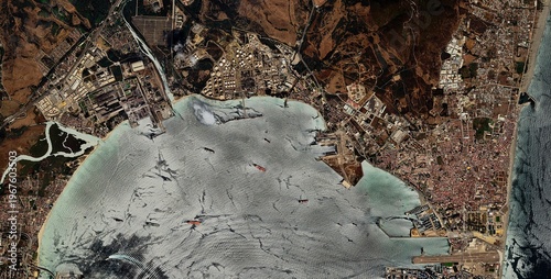 Bay of Gibraltar Satellite View with Ports and Tankers