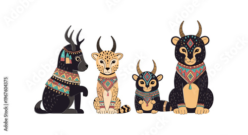 Ancient Egyptian Style Clay Bull Figurines.