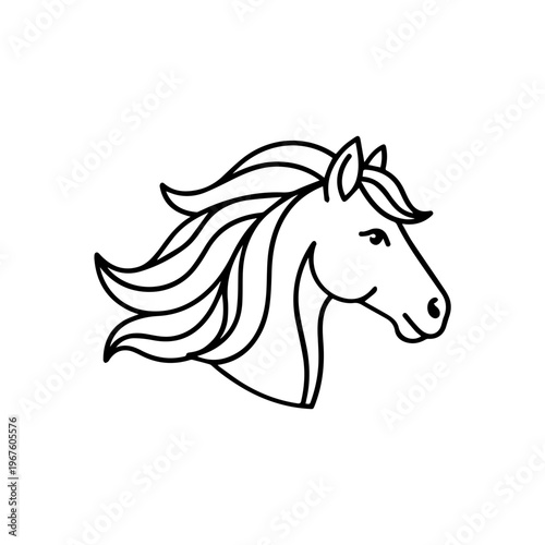 Black and White Horse Head Illustration.