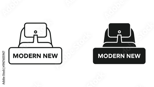 Modern new badge or label icon set with text in black and white colors
