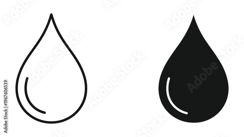 Black and white drop shapes on isolated white background for design