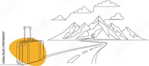 Travel, adventure, road trip, luggage, vector illustration