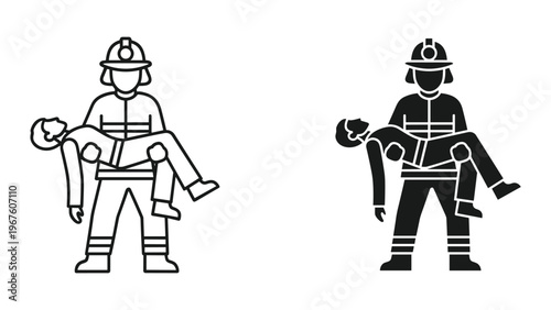 Black and white helicopter icons in line and solid styles isolated on white background