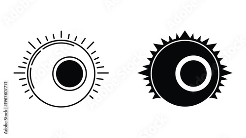 Two black and white teardrop shapes isolated on white background for design