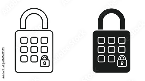 Two padlock icons in black and white for security and password concepts
