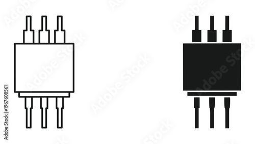 Vector illustration of resistor electronic symbol in black and white