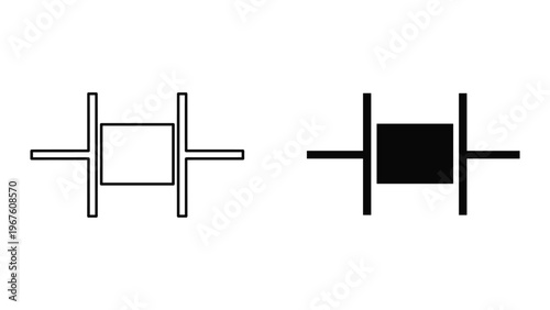 Vector illustration of resistor electronic symbol in black and white