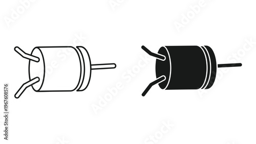 Black and white light bulb icons with rays on isolated white background