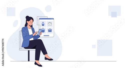 Woman using tablet for online shopping, browsing products on e-commerce app