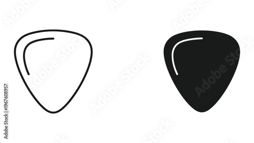 Vector illustration of black and white guitar picks isolated on white background