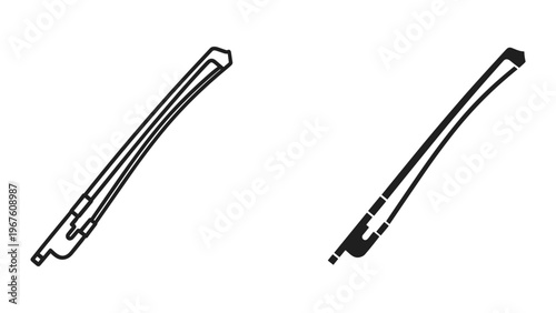Two windshield wiper blades in black line art on white background