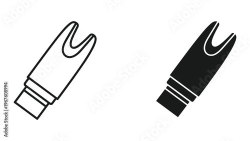 Black and white illustration of two glove icons on white background