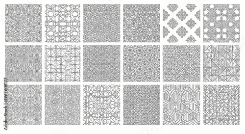 Monochromatic Geometric Patterns Collection - Abstract Backgrounds