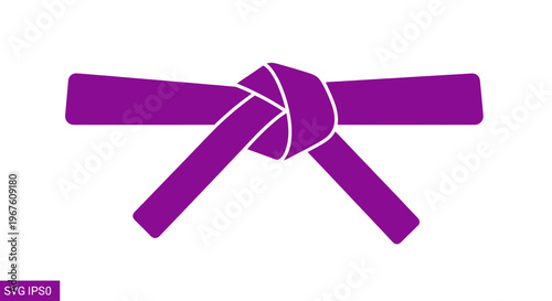 Purple Martial Arts Belt Tied in a Knot, Karate Judo Taekwondo Obi