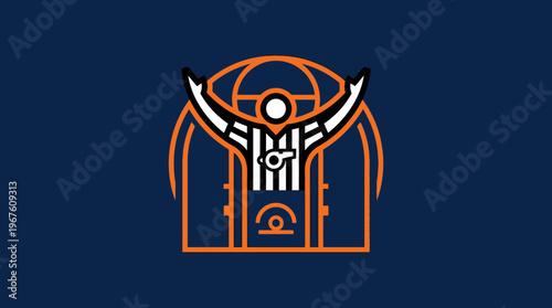 Basketball Referee Signaling a Foul Minimalist Design