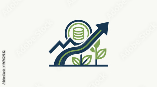 Financial Growth Concept with Coins and Upward Arrow