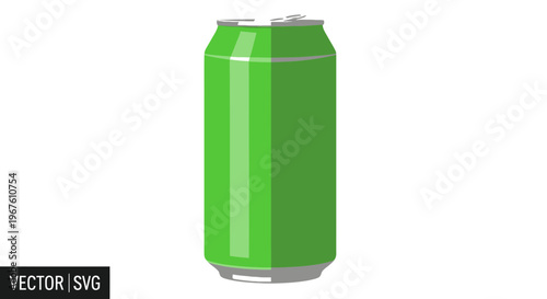 Green soda can, vector illustration, isolated on white background