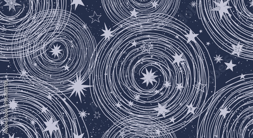 Celestial Swirls and Stars: A Cosmic Galaxy Pattern